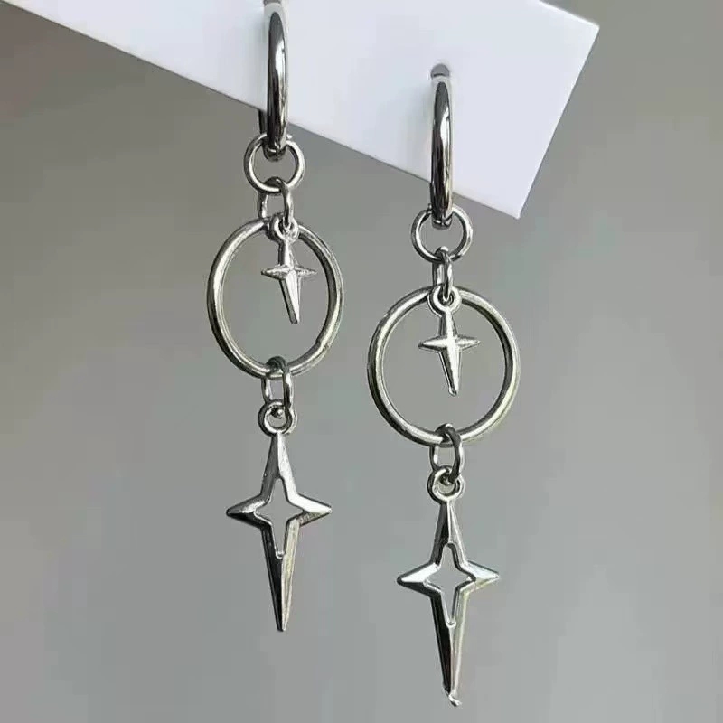 Women'S Emo Accessories - Kişiselleştirilmiş Punk Çapraz Yıldız Kolye Küpe