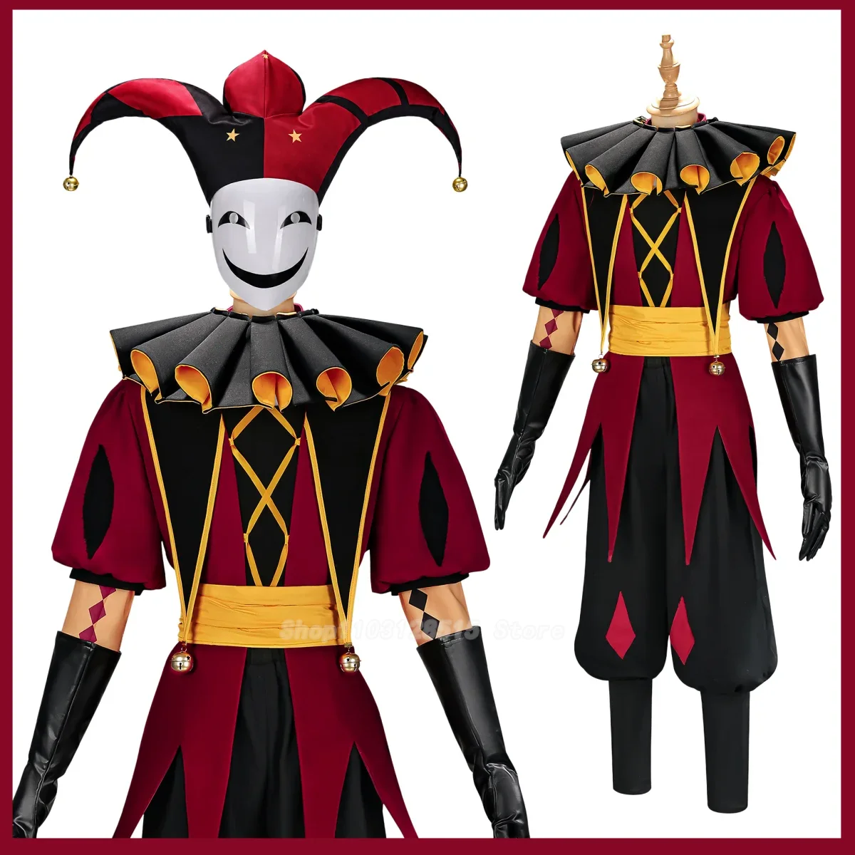 Women'S Red Accessories - Oyun Pierrot Harlequin Palyaço Kostümü, Maske,