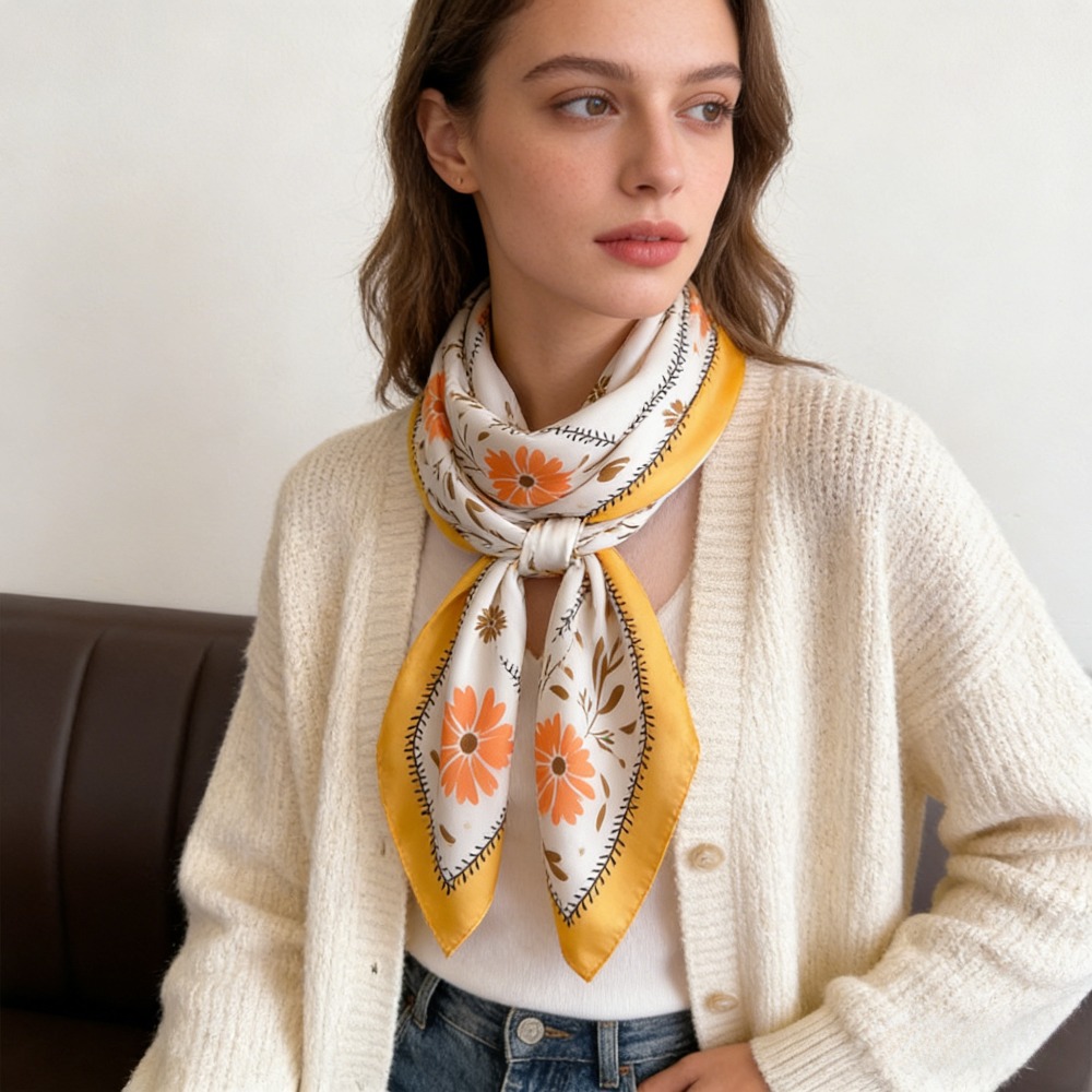 1 adet yeni baskılı moda ipek  - Silk Scarf Square incelemesi ve fiyatı