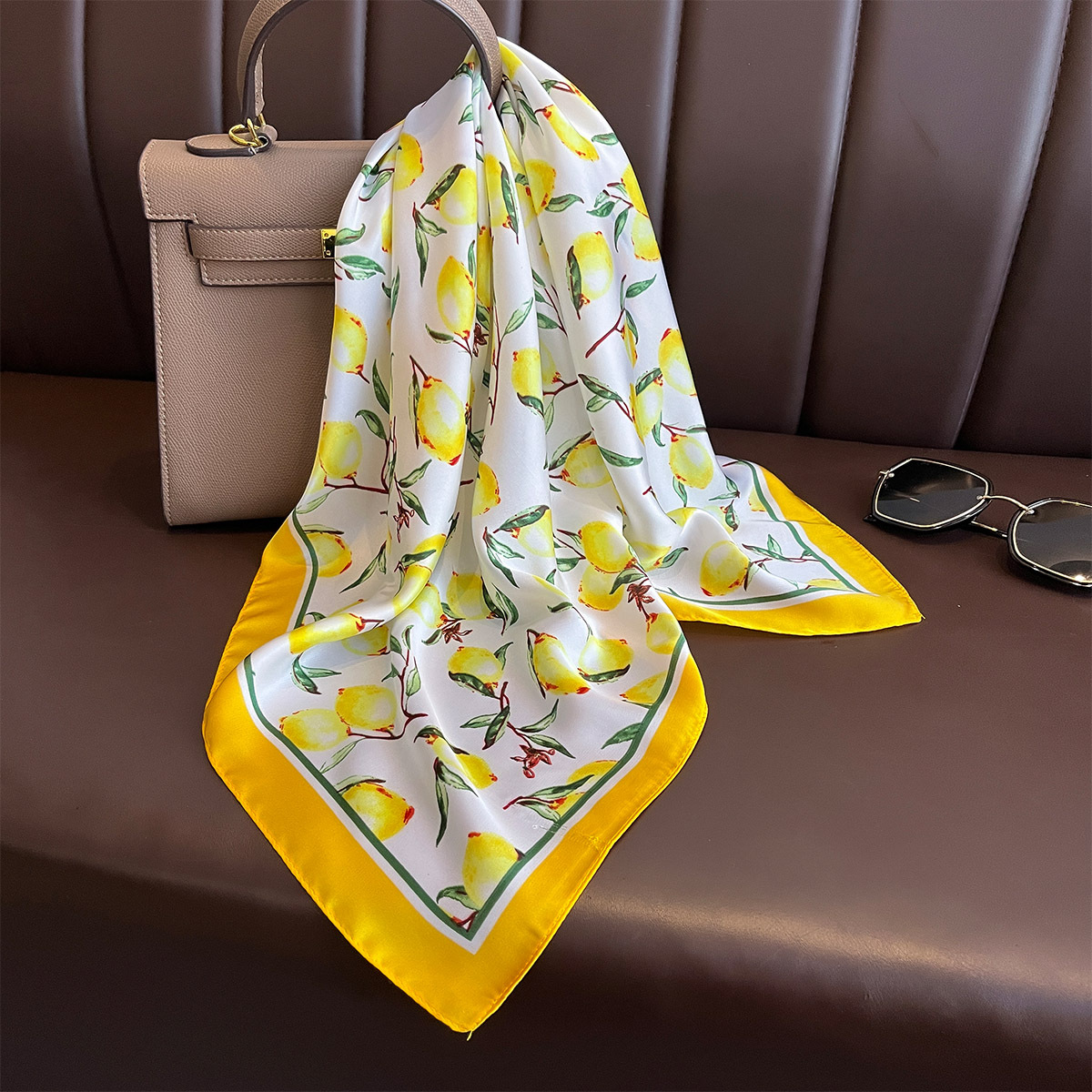 2025 yeni sarı limon baskı kar - Silk Scarf Square incelemesi ve fiyatı